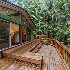 House with wooden deck