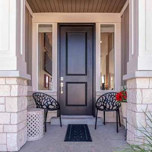 dark brown wooden front door